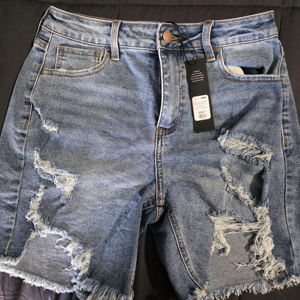 Fashion Nova Blue Distressed Jean Shorts